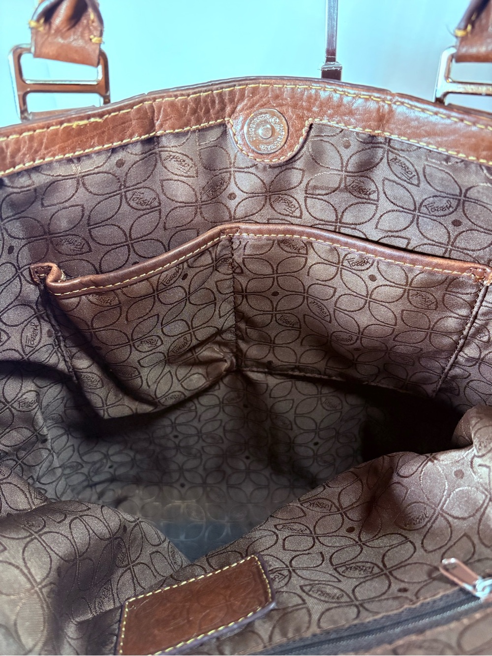 Fossil Brown Pebbled Leather Tote - Picture 6 of 8